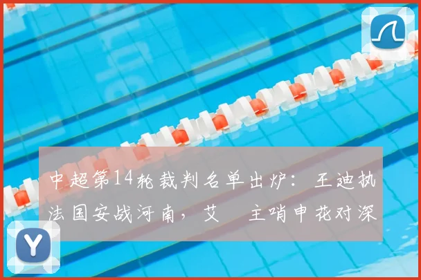 中超第14轮裁判名单出炉：王迪执法国安战河南，艾堃主哨申花对深圳